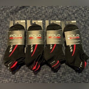 Ralph Lauren Polo Sport Black and Red Athletic Socks